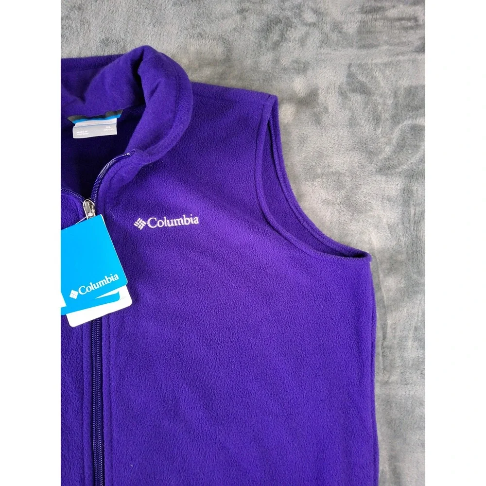 Columbia Fast Trek Vest Youth XL Purple Fleece Full Zip Outdoor Jacket WY1453540